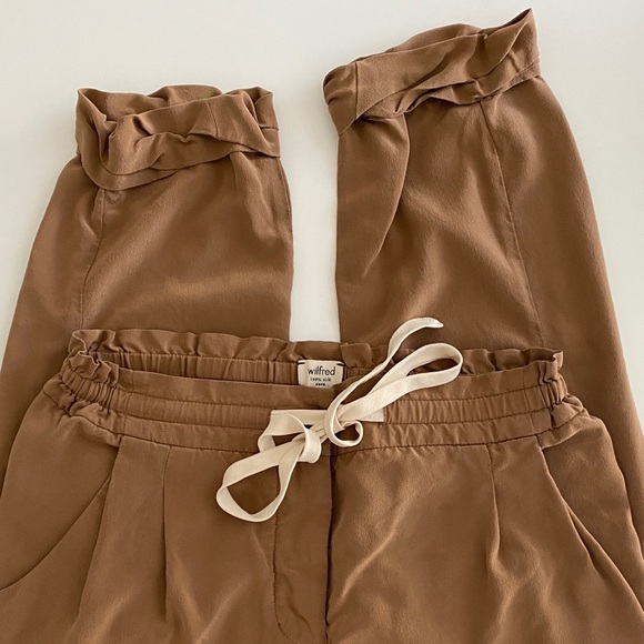 Aritzia wilfred tan marais silk pant sz 0 preowned - Picture 2 of 13